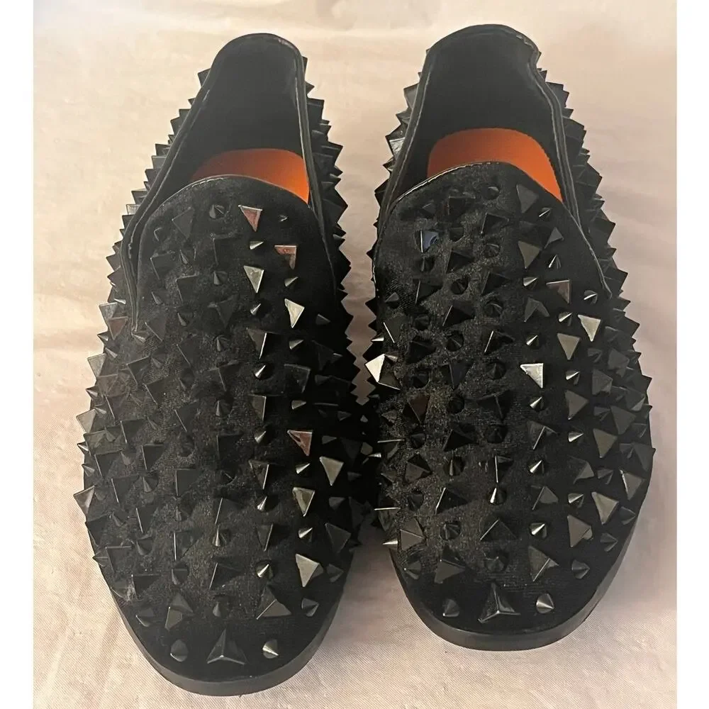 Tallia Men's Black Exotic Pyramid Spike Loafers Shoes Size: 9.5